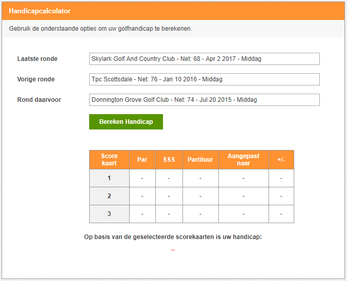 Gratis handicapcalculator voor golf