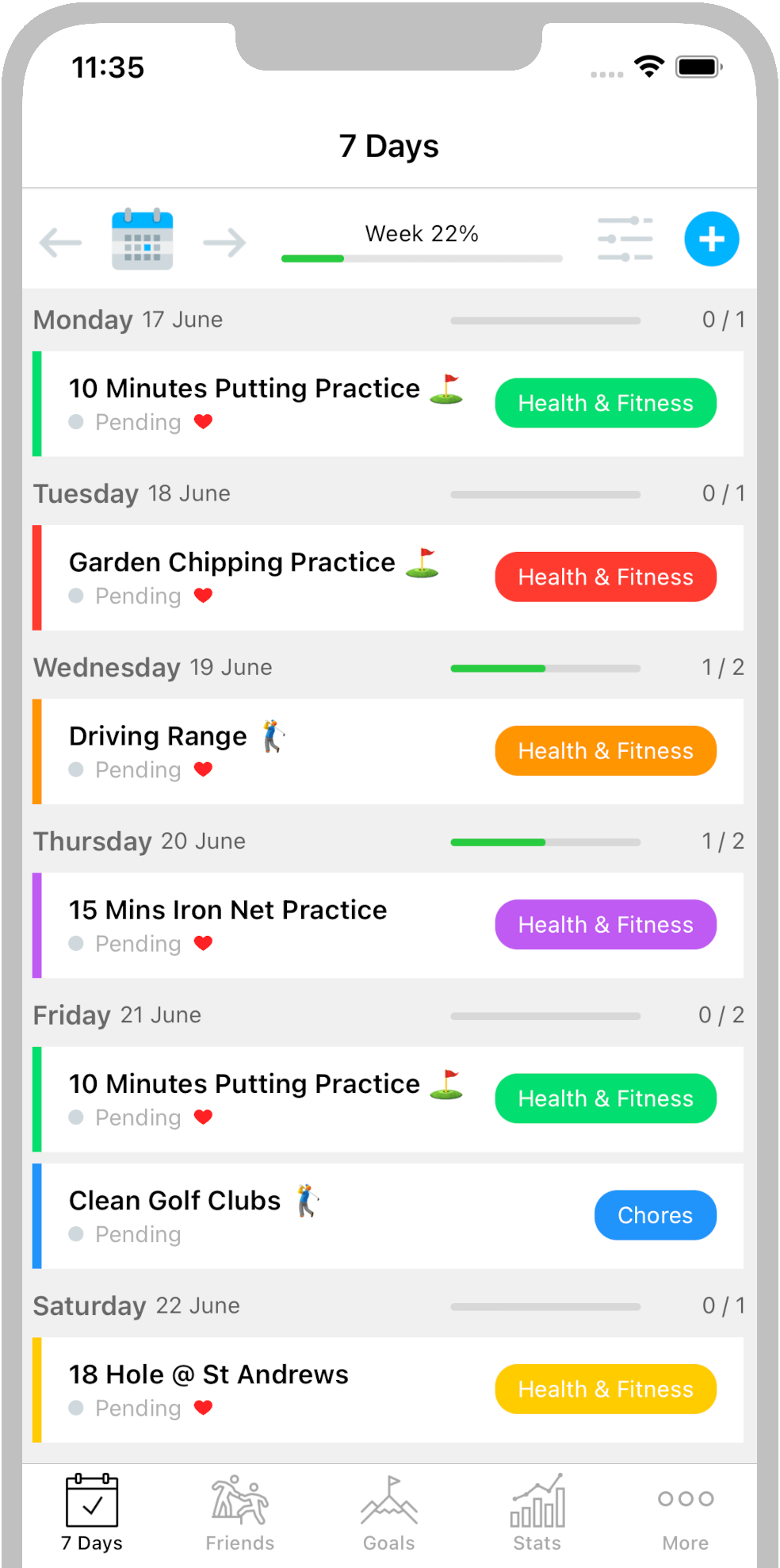 Golf Habit Tracker App