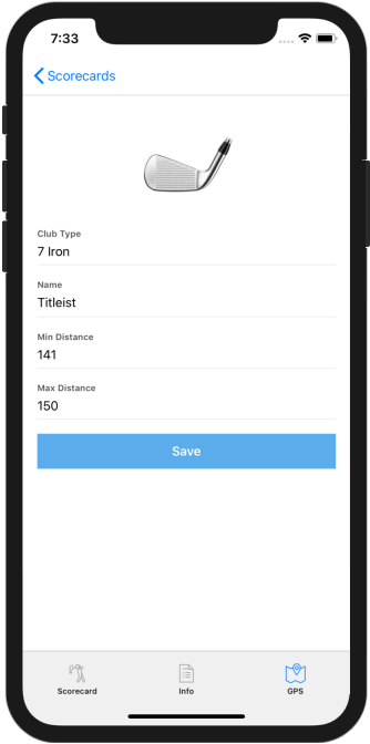 Golf GPS App Edit Golf Club